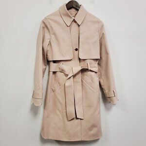 Ted Baker Women Floral Lined Trench Coat Size 2 6 Belted Scalloped Career Office